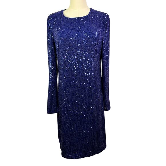 ELIZA J Women's blue Sequin Cocktail Dress size 10 - Picture 2 of 6